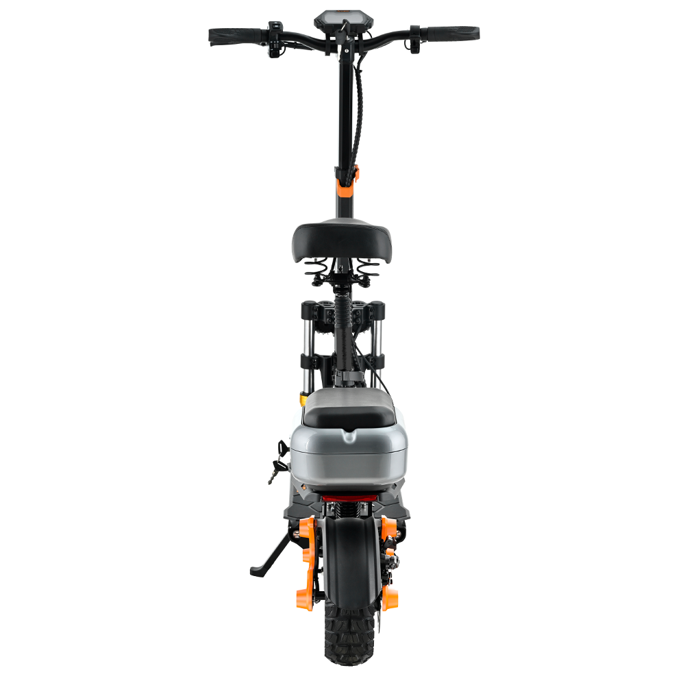 KUGOO M5 PRO electric scooter with orange suspension and rear cargo box