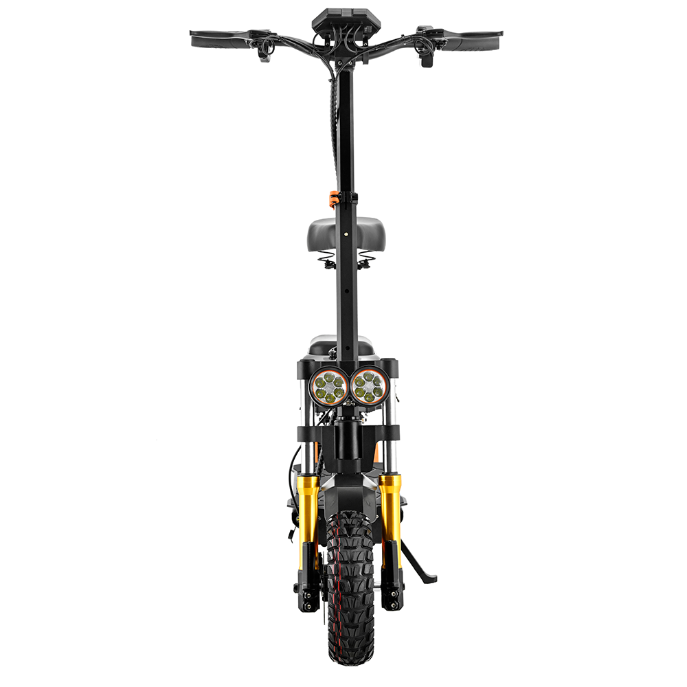 KUGOO M5 PRO electric scooter with orange suspension and rear cargo box